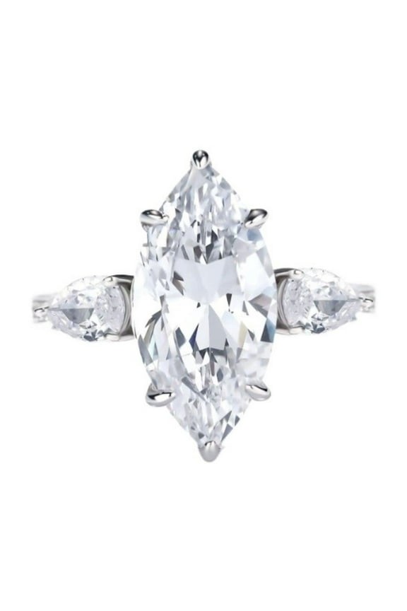 Exquisite 5 Carat Lab Created Moissanite Rings for Women Marquise Cut D Color VVS1 925 Sterling Silver Diamond Engagement Rings Ideal Choice for Couple Parties Date Travel