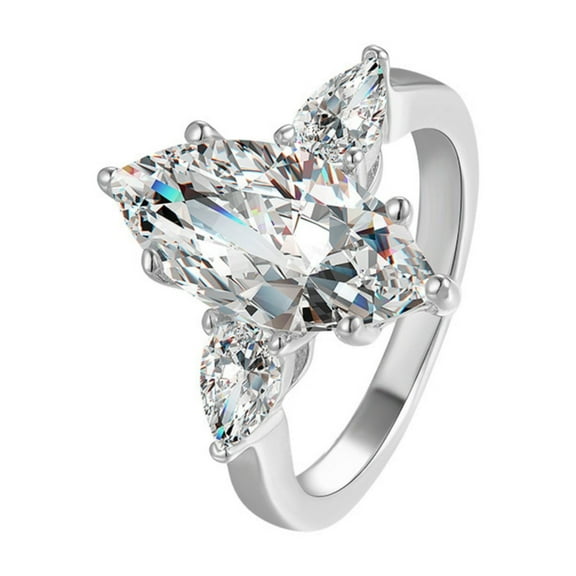 Exquisite 5 Carat Lab Created Moissanite Rings Women Marquise Cut D Color VVS1 925 Sterling Silver Diamond Engagement Rings Ideal Choice for Couple Parties Date Travel