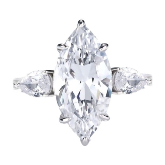Exquisite 5 Carat Lab Created Moissanite Rings for Women Marquise Cut D Color VVS1 925 Sterling Silver Diamond Engagement Rings Ideal Choice for Couple Parties Date Travel
