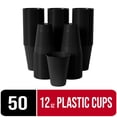 thumbnail image 1 of Exquisite 50 Ct 12 Fl Oz Black Disposable Plastic Cups, Heavy Duty Party Cups, 1 Pack, 1 of 8