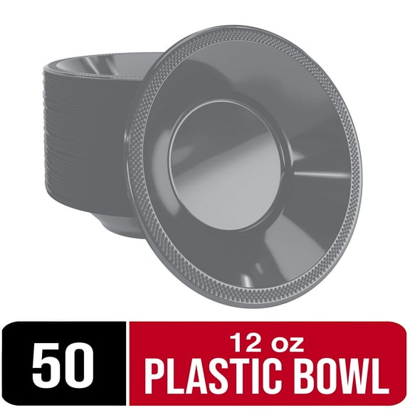 Exquisite 50 Silver Plastic 12oz Disposable Bowls - Pack of 50