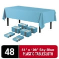thumbnail image 1 of Exquisite 54" Inch X 108" Sky Blue Disposable Tablecloths - Plastic Rectangle Tablecover - Bulk 48 Count, 1 of 8