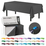 Exquisite 54 Inch. x 100 Ft. Plastic Tablecloth Roll With Built In Slide Cutter - Black