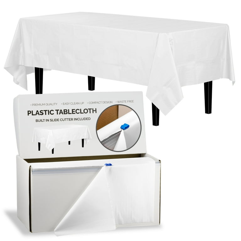 Exquisite 54 Inch. x 300 Ft. Plastic Tablecloth Roll With Built In