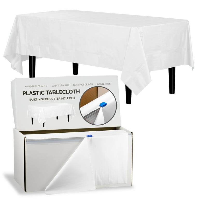 Exquisite 54 Inch. x 300 Ft. Plastic Tablecloth Roll With Built In