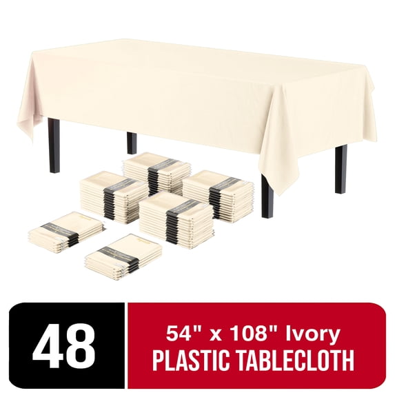 Exquisite Disposable 108" x 54" Party Solid Print Plastic Tablecloths