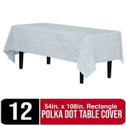 Exquisite 54 x 108 inch Pastel Polka Dot Plastic Table Cover - 12 Pack