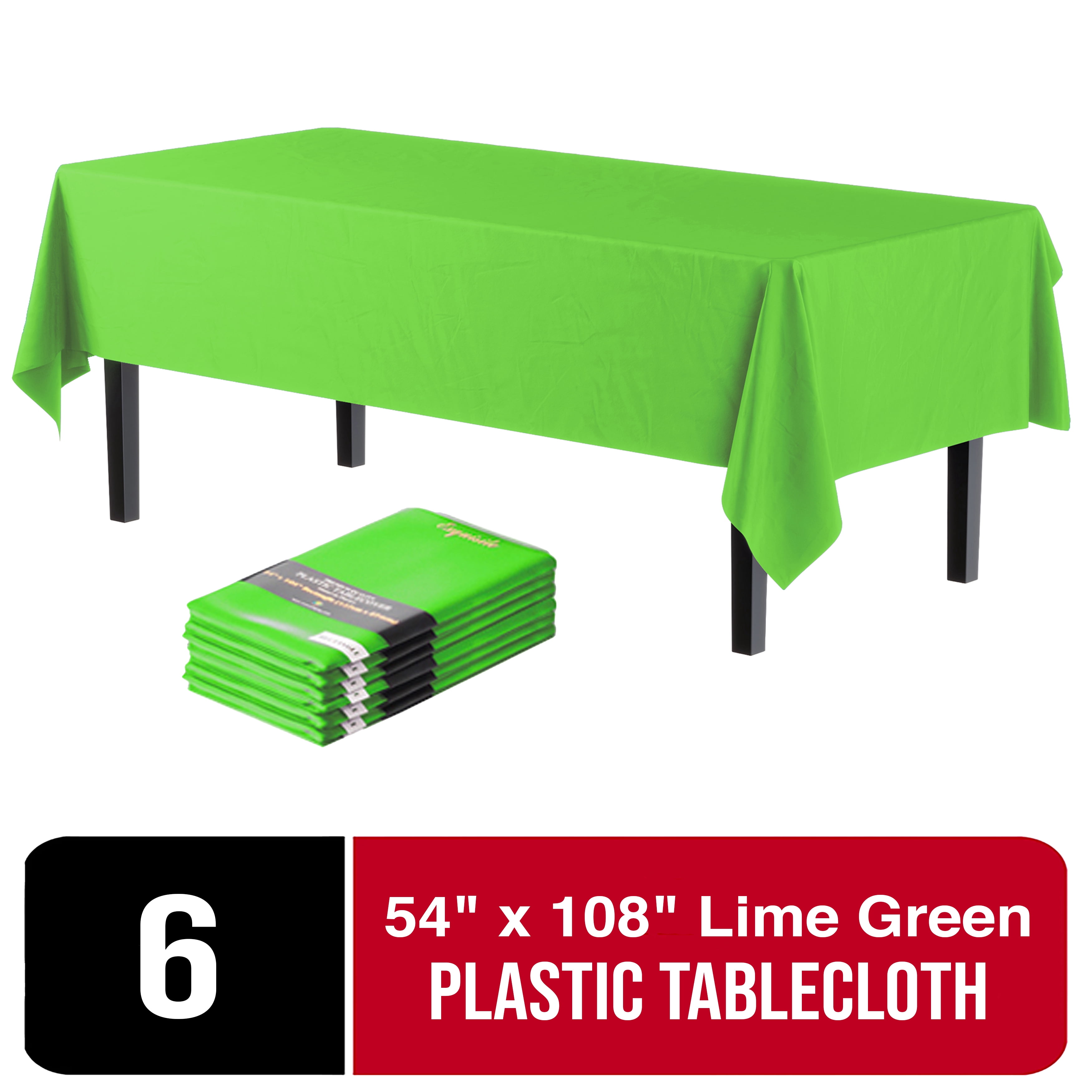 Exquisite 6 Count Disposable Lime Green Plastic Tablecloth Cover Heavy