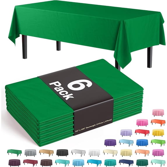 Exquisite 6-Pack Premium Plastic Tablecloth 54in. x 108in. Rectangle Plastic Table Cover - Aqua