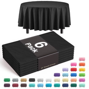 Exquisite Premium 84" x 84" Black Solid Print Plastic Tablecloths