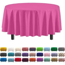 Exquisite 6 Pack Premium Plastic Tablecloth 84in. Round Plastic Table cover - Hot Pink