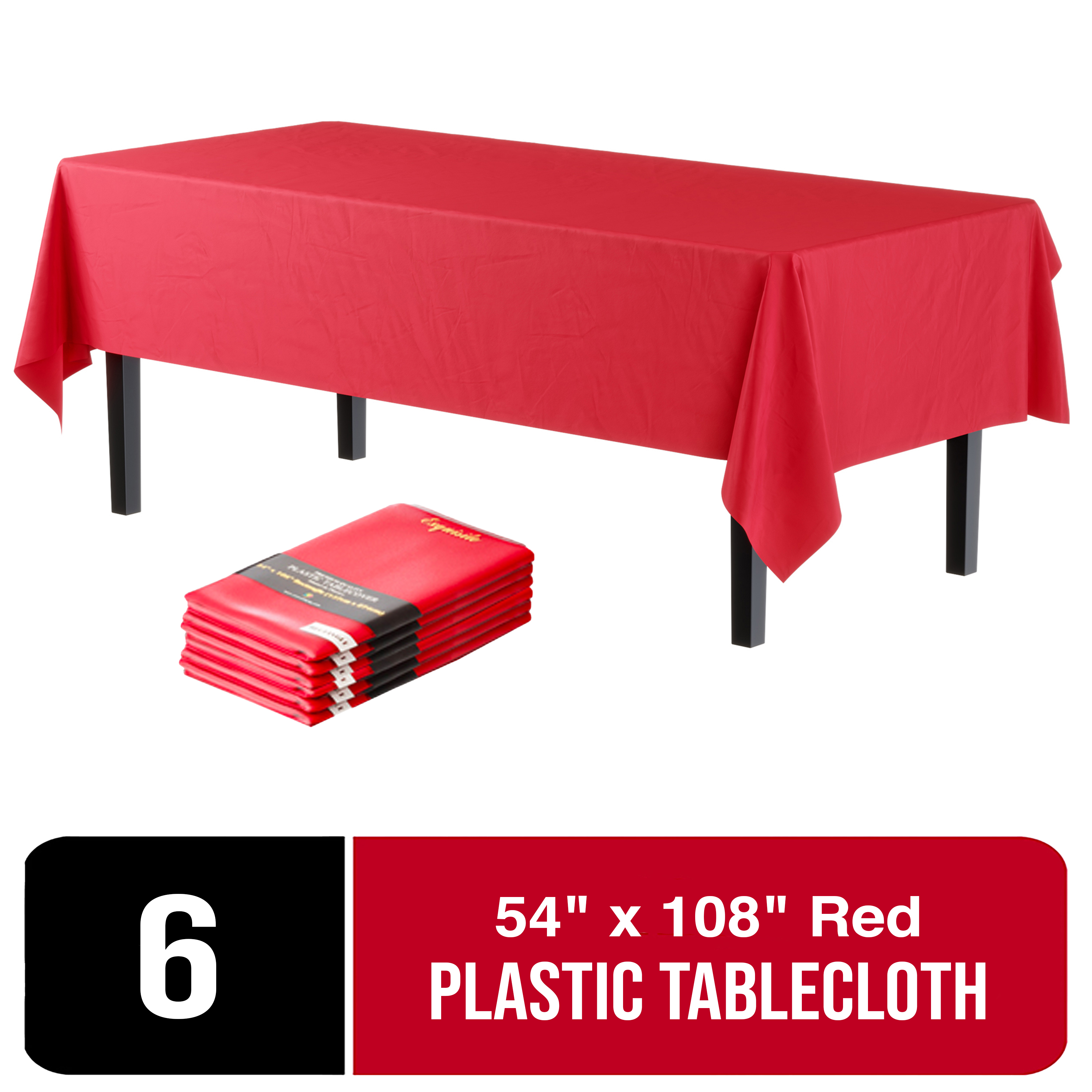 Impresserve Disposable Tablecloth 5 Count, 54" x 108" Premium 3Ply Paper and Plastic Burgundy