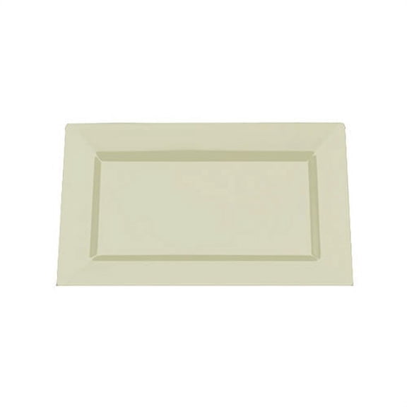 Exquisite 7.5 Inch. Ivory Rectangular Premium Plastic Plates - 40 Count
