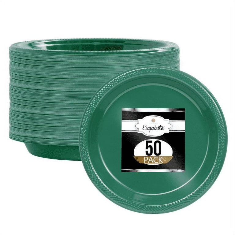 Disposable Plastic Plates Green, 7 Inches Plastic Dessert Plates, Strong  and Sturdy Disposable Plates for Party, Dinner, Holiday, Picnic, or Travel