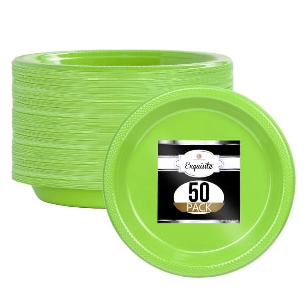 50 Lime Green Plastic Plates (9), 50 Orange Plastic Cups (12 oz