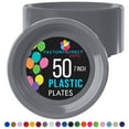 thumbnail image 1 of Exquisite Silver 7" Heavy Duty 350 GSM Disposable Plastic Party Plates - 50 Count, 1 of 8