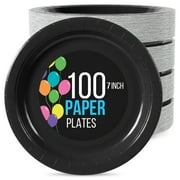 Exquisite 7" Paper Plates - 100 Disposable Plates - Black
