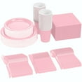 thumbnail image 1 of Exquisite 700 Pink Party Combo Pack - Pink Paper Plates Cups Napkins Cutlery Combo, 1 of 1