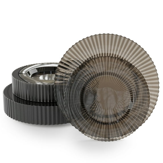 Exquisite 80-Piece Fancy Disposable Party Plates Set - 40 x 9" Dessert, 40 x 11" Dinner Crystal Topaz Design