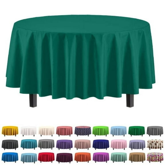 Exquisite Premium 84" x 84" Contemporary Disposable Plastic Tablecloth, Dark Green