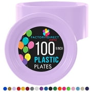Exquisite 9" Lavender Disposable Party Plastic Plates, 100 Count, Heavy Duty 350 GSM Plate
