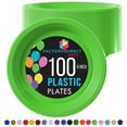 thumbnail image 1 of Exquisite 9" Lime Green Disposable Party Plastic Plates, 100 Count, Heavy Duty 350 GSM Plate, 1 of 7