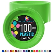 Exquisite 9" Lime Green Disposable Party Plastic Plates, 100 Count, Heavy Duty 350 GSM Plate