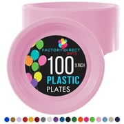 Exquisite 9" Pink Disposable Party Plastic Plates, 100 Count, Heavy Duty 350 GSM Plate