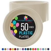 Exquisite Ivory 9" Heavy Duty 350 GSM Disposable Plastic Party Plates - 50 Count