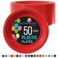 thumbnail image 1 of Exquisite Red 9" Heavy Duty 350 GSM Disposable Plastic Party Plates - 50 Count, 1 of 9