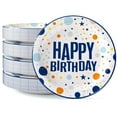 thumbnail image 1 of Exquisite 9 In. Blue Birthday Print Paper Plates - 50 Ct., 1 of 4