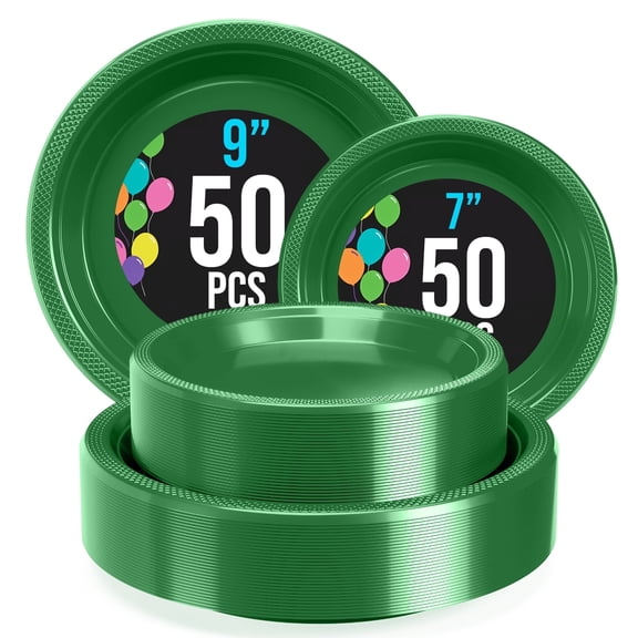 Exquisite 9 Inch Green Disposable Paper Plates, 100 Count