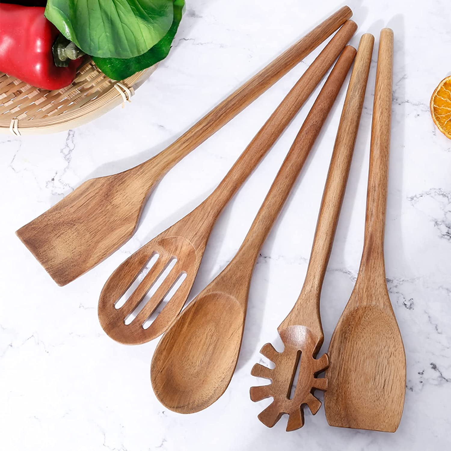 Exquisite Acacia Wood Kitchen Utensils Set 5 Piece Cooking Tool Set for Effortless Cooking