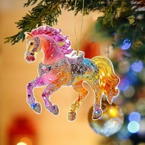 Exquisite Acrylic Crystal Horse Hanging Ornament, ‌3.15 In Luxury Horse Pattern Christmas Tree Decoration, for Home Christmas Car Decor, Horse Lover's Gift