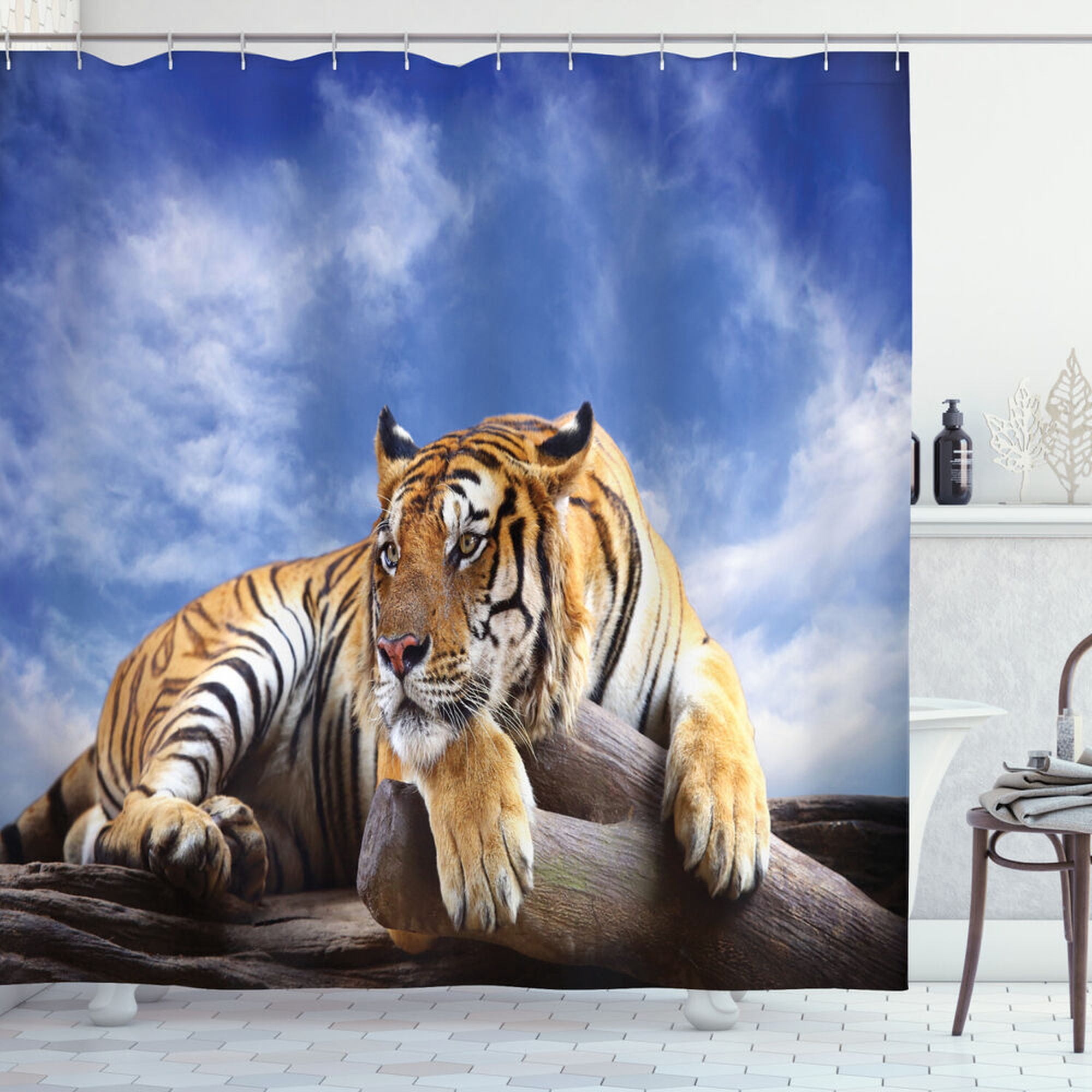 Exquisite African Wildlife Shower Curtain featuring a Regal Tiger