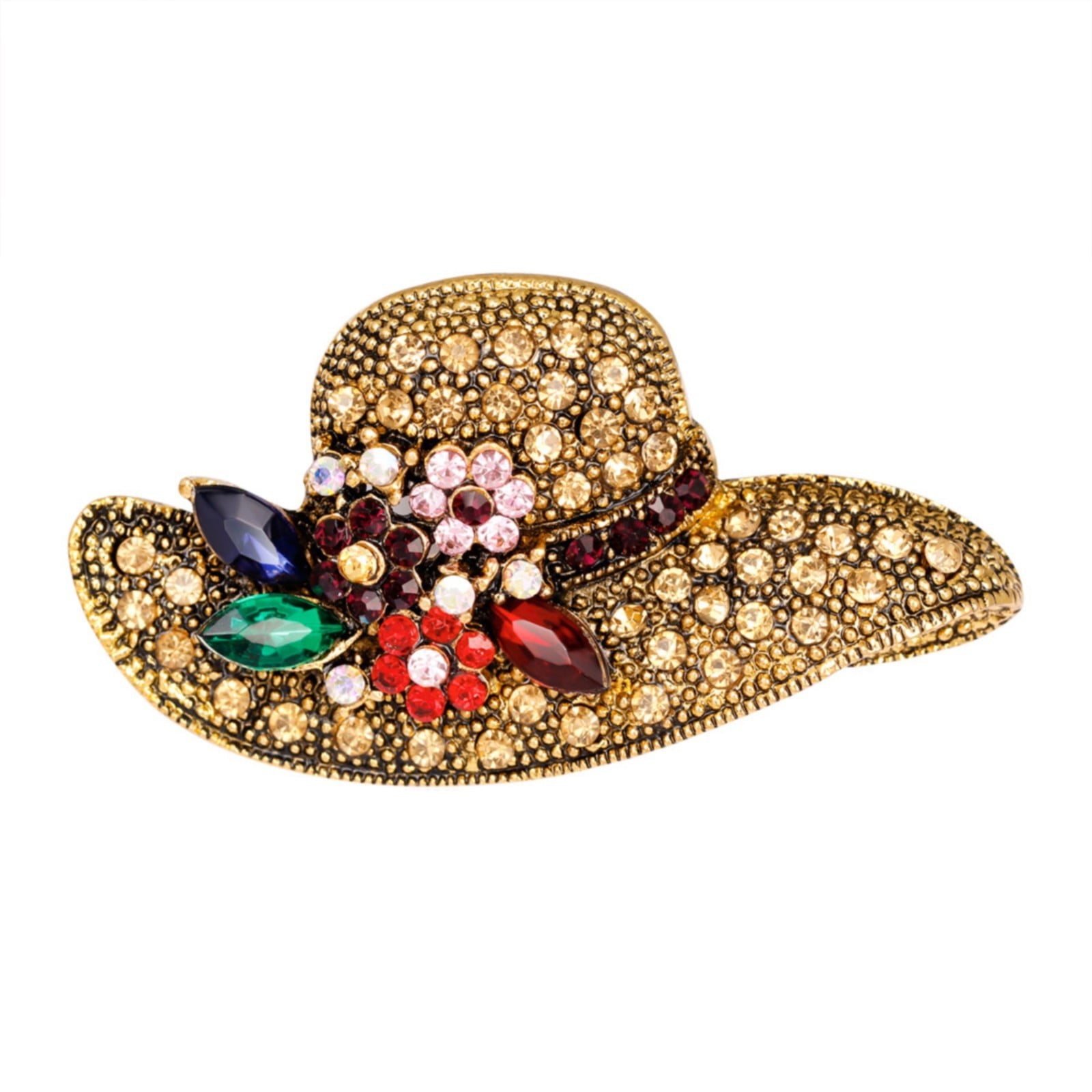 Exquisite Alloy Corsage With Diamond Encrusted Sun Hat Ancient Gold