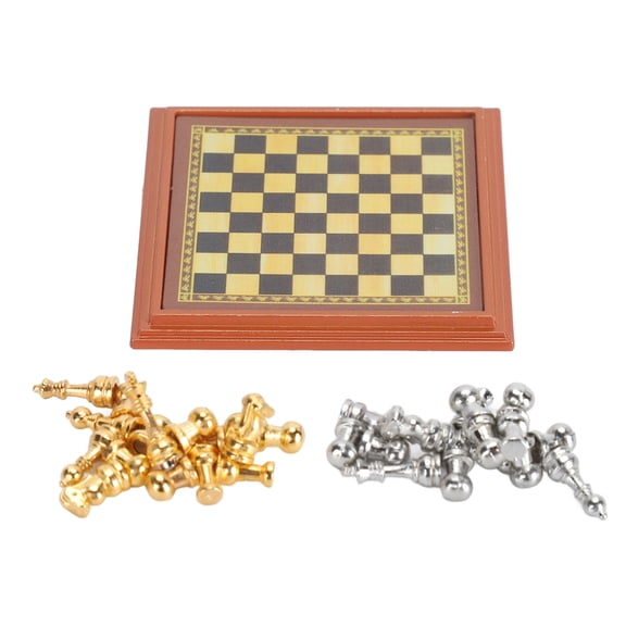 Exquisite Alloy Dollhouse Miniature Chess Set International Chessboard Toys for 1/12 scale Dollhouse Display
