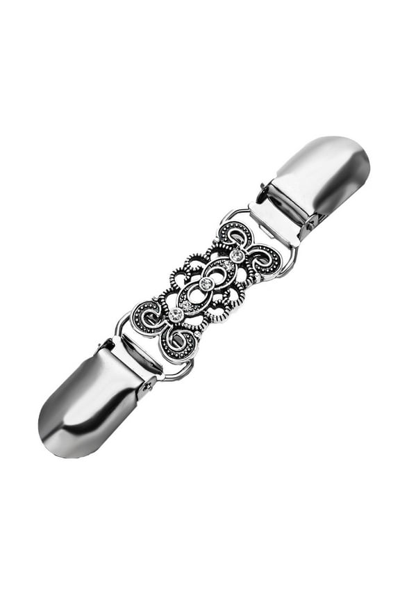 Exquisite Alloy Flowers Leaf Dresses Shawl Folder Blouse Chain Brooches, Flower Patterns Duckbill Clips Collar Chain Holder