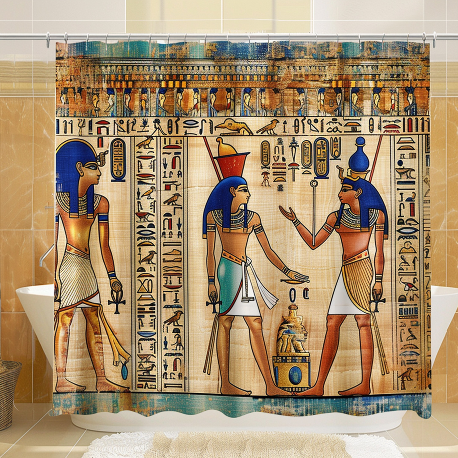 Exquisite Ancient Egyptian Bathroom Decor with Papyrus Paper