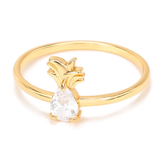 Exquisite And Small Pineapple Copper Micro Inlaid Ring Women