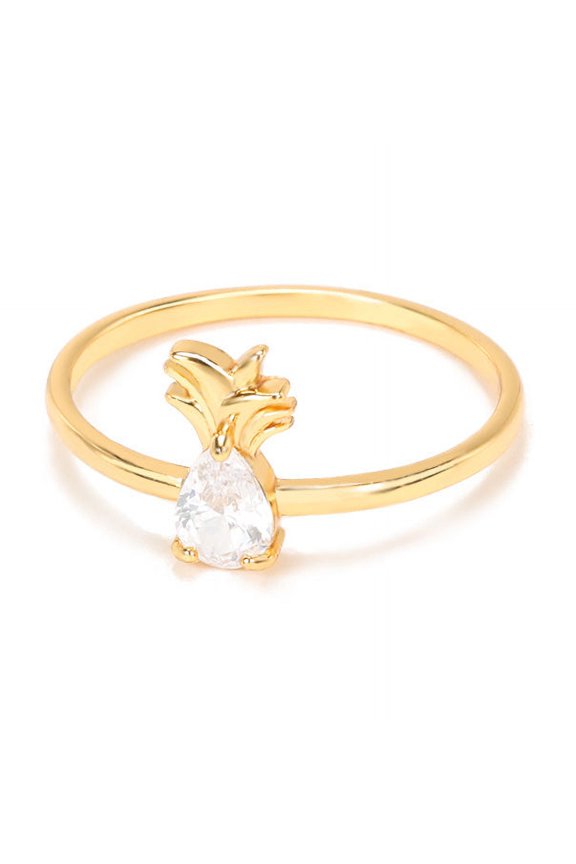 Exquisite And Small Pineapple Copper Micro Inlaid Ring Women