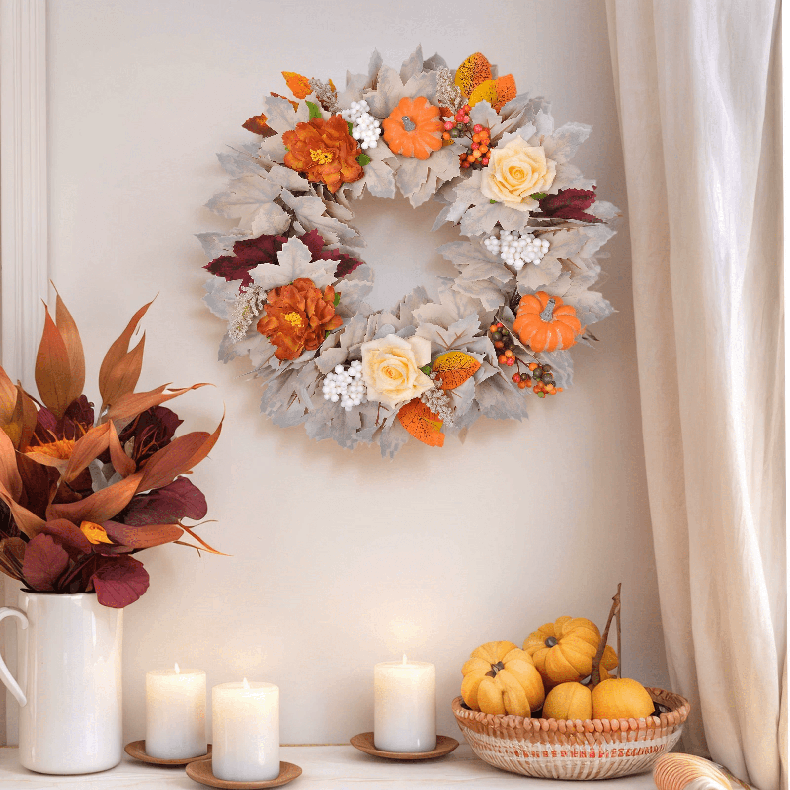 Exquisite Artificial Maple And Pumpkin Fall Garland With Versatile ...