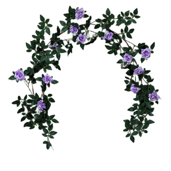 Exquisite Artificial Rattan Realistic Faux Silk Beautiful Imitative Flower Rattan for Wedding Purple Plastic Iron Wire Fau