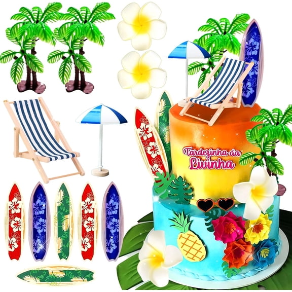 Exquisite Beach-Themed Cake Decoration Set - Perfect for Summer Birthdays Beach-Themed Parties Vacation Celebrations Or Tropical-Style Cake Decor