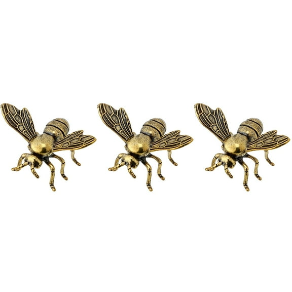 Exquisite Bee Decor,3Pcs Brass Bee Ornament Home Desktop Decoration Small Brass Craft Bee Adornment