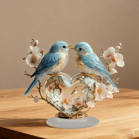 Exquisite Bird Flower Acrylic Decoration Elegant Home Office Ornament Floral Design Display Piece Modern Decor Accent