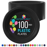 Exquisite Black 7" Heavy Duty 350 GSM Plate Disposable Party Plastic Plates - 100 Count
