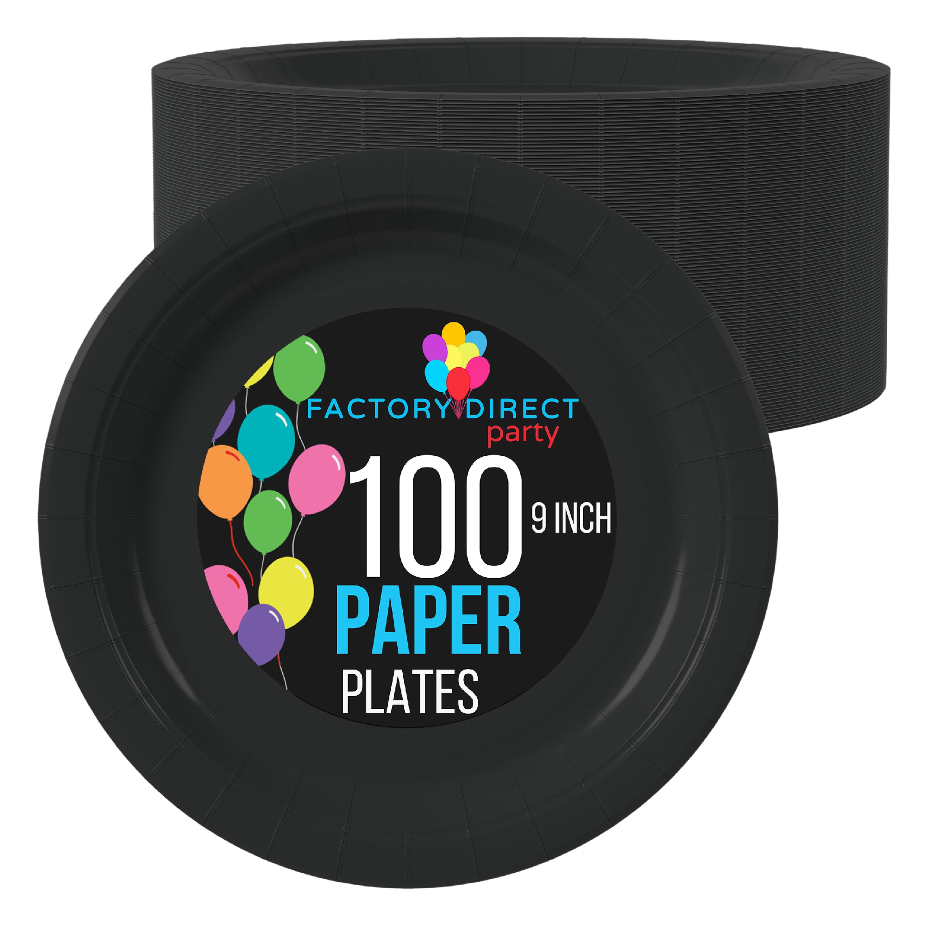 Exquisite Black Paper Plates 9 Inch 100 Count Bulk Disposable