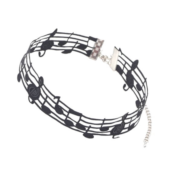 Exquisite Black Short Necklace with Soft and Intricate Detail Unique Music Symbol Jewelry Suitable for a Fashion Look