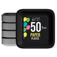 thumbnail image 1 of Exquisite Black Square Paper Plates, 7", 50 Count, Heavy Duty 350 GSM, Disposable Party Plates, 1 of 6
